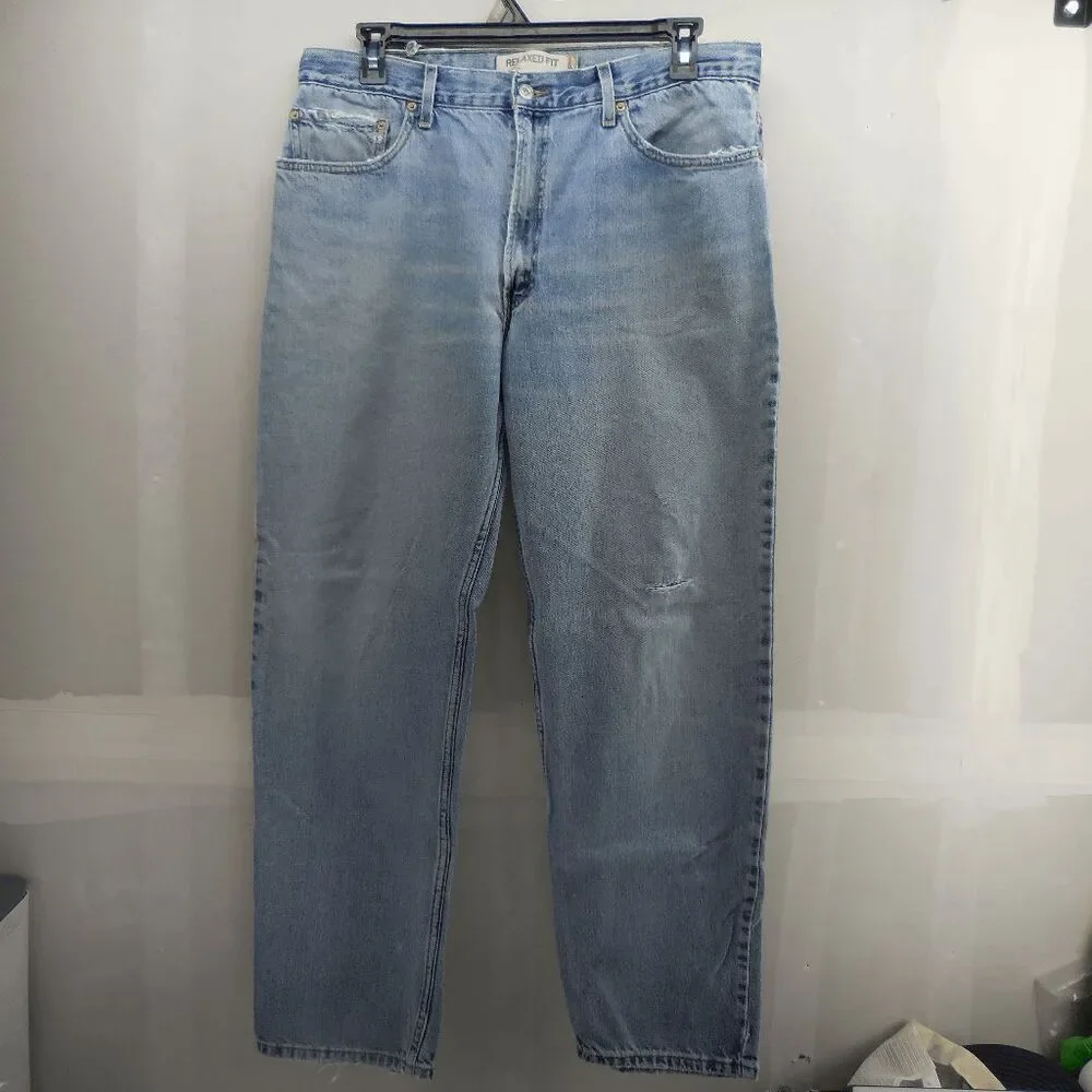 Levis 550 Men's Light Wash Thrashed Red Tab Relaxed Fit Jeans 38x34